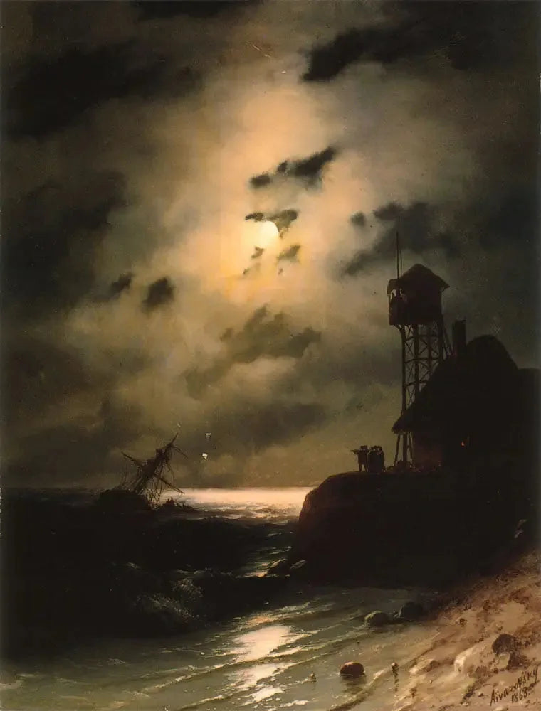 Merimaisema kuutamossa hylkyllä - Ivan Aïvazovski