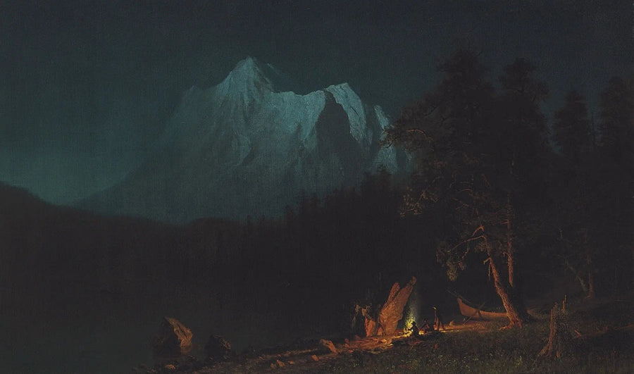 Vuoristomaisema kuutamossa - Albert Bierstadt