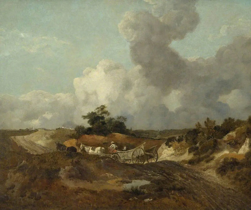 Avoin maisema maatilavaunulla kumpuilevalla tiellä - Thomas Gainsborough