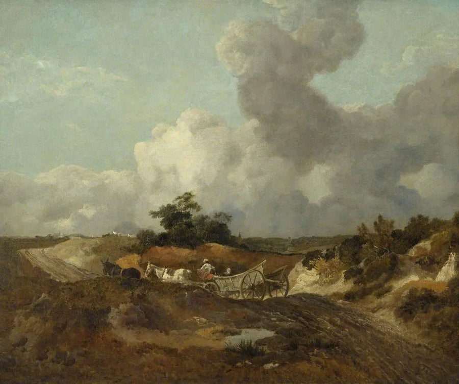 Avoin maisema maatilavaunulla kumpuilevalla tiellä - Thomas Gainsborough