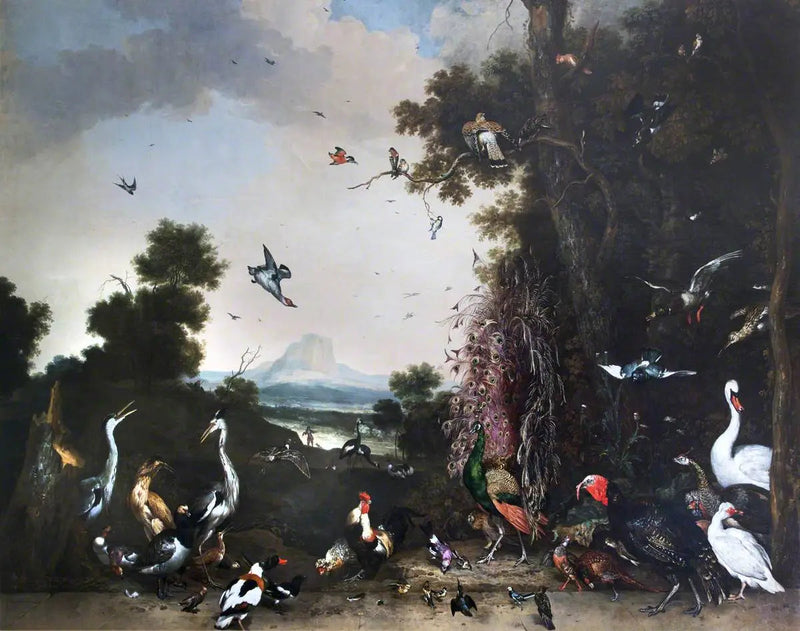 Avoin maisema kanojen ja vesilintujen kanssa - Melchior de Hondecoeter