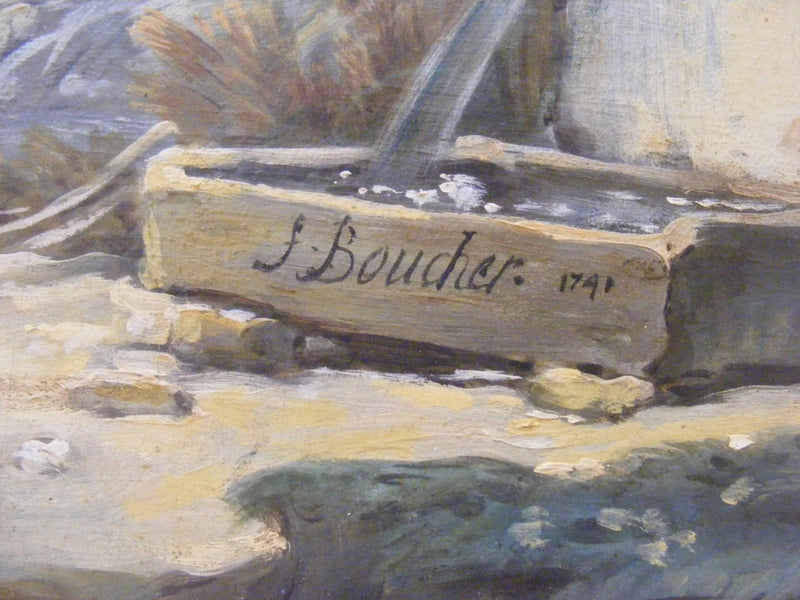 Paimenen maisemakuva joen kanssa - François Boucher