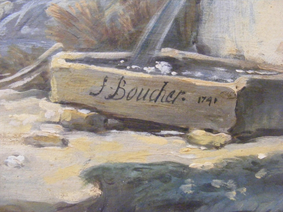 Paimenen maisemakuva joen kanssa - François Boucher