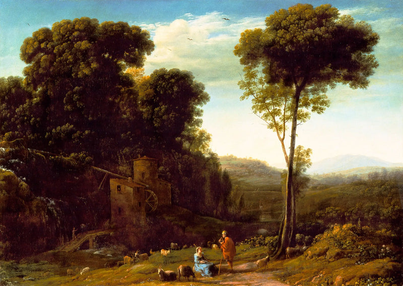 Paimenen maisemakuva ja mylly - Claude Lorrain
