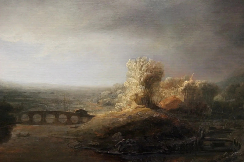 Maisema seitsemän kaaren sillalla - Rembrandt