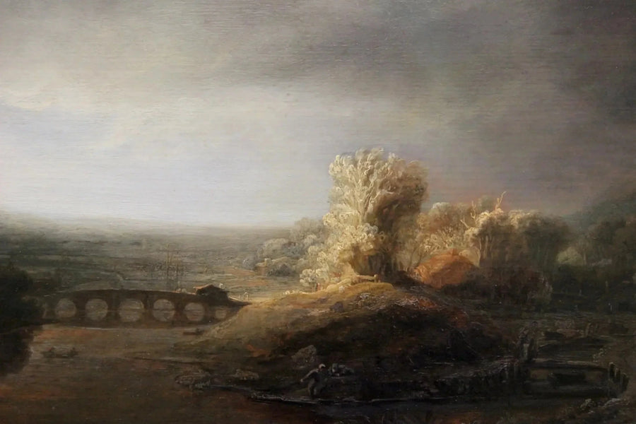 Maisema seitsemän kaaren sillalla - Rembrandt