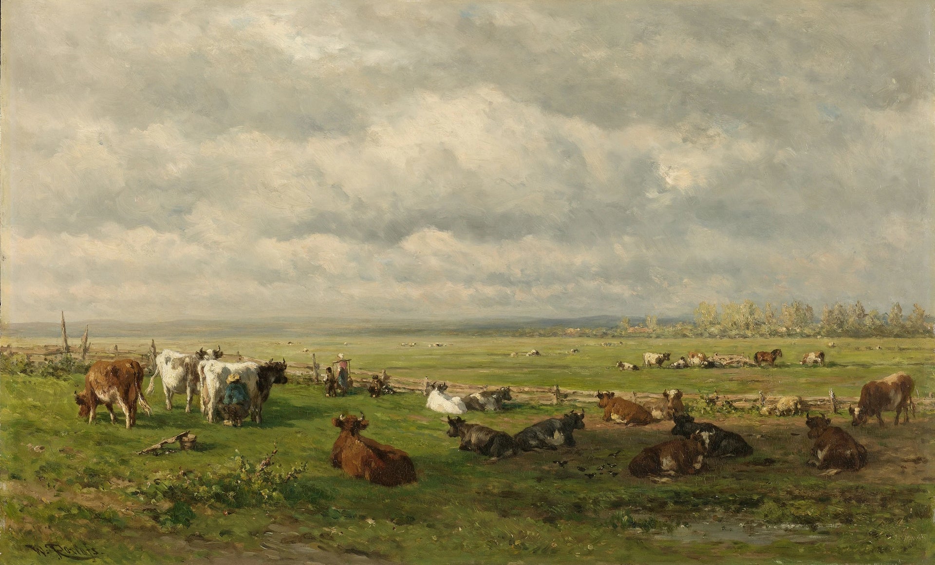 Paysage de prairie avec du bétail - Willem Roelofs