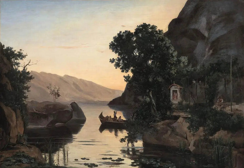 Ranta maisema Riva lähellä Garda-järveä - Jean-Baptiste Camille Corot