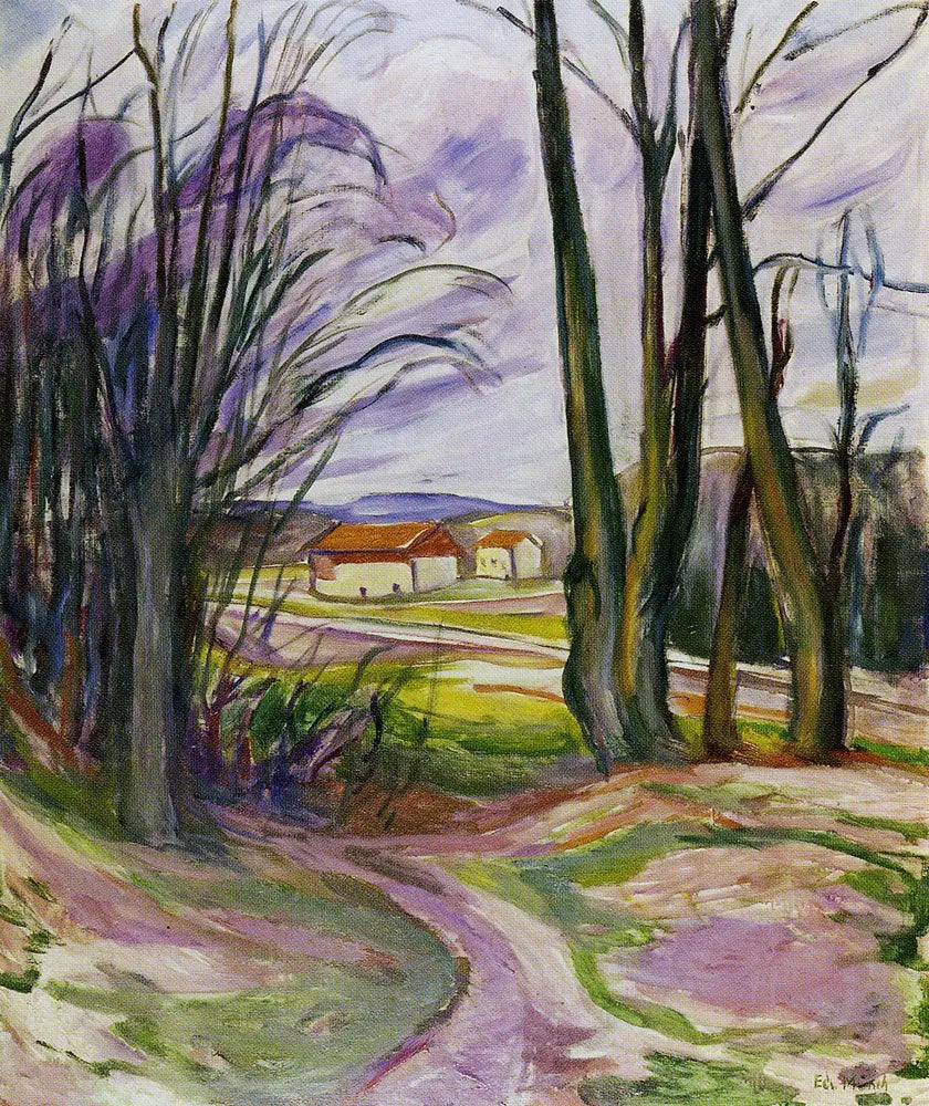 Maisema Skøyenin lähellä - Edvard Munch