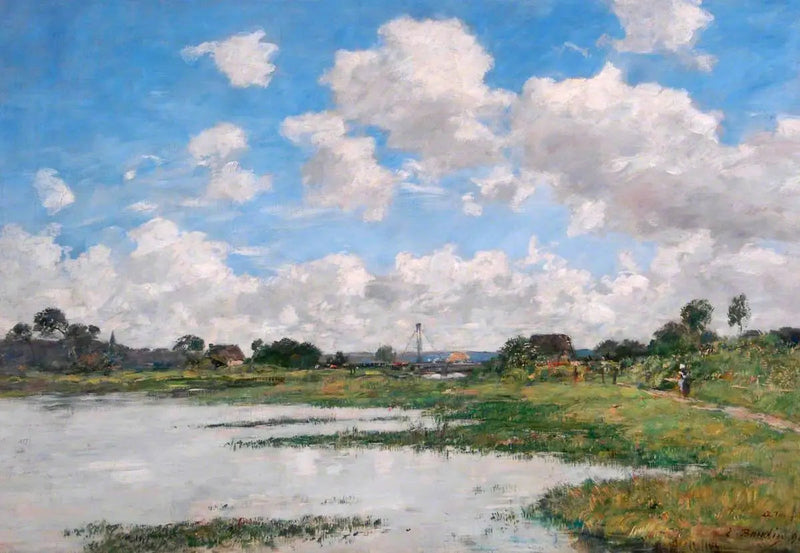 Maisema, Touques-joki, Normandia - Eugène Boudin
