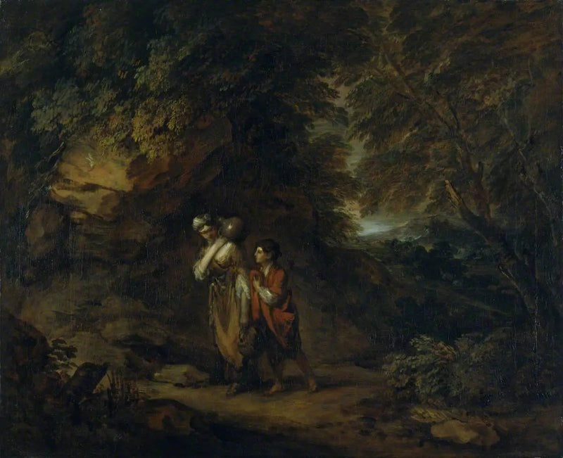 Kallioinen maisema Agarilla ja Ismaëlillä - Thomas Gainsborough
