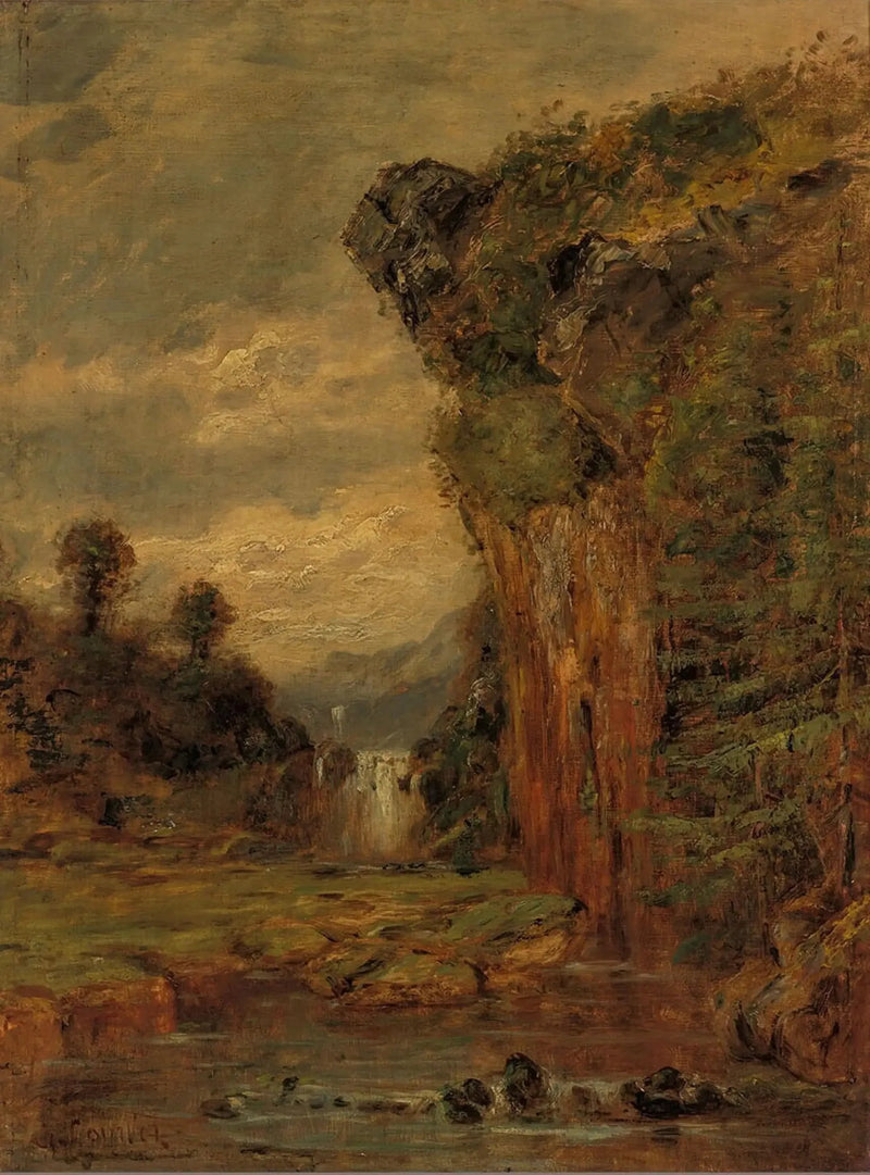 Kalliomaisema vesiputouksella - Gustave Courbet