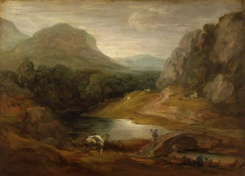 Kallioinen maisema sillalla - Thomas Gainsborough