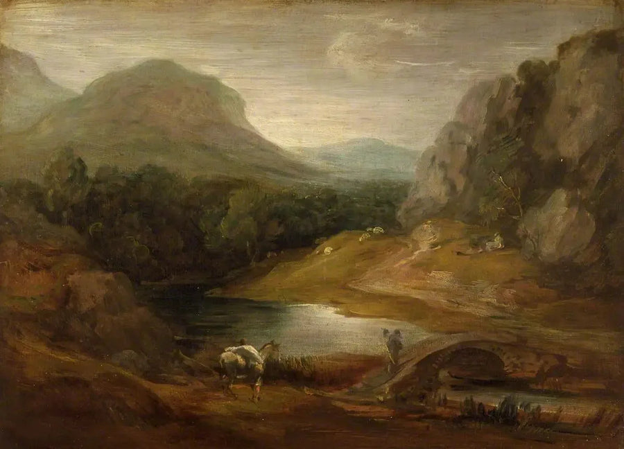 Kallioinen maisema sillalla - Thomas Gainsborough