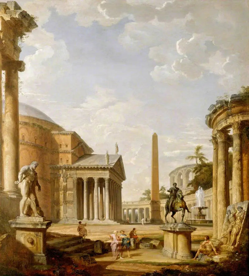 Roomalainen maisema Panthéonilla - Giovanni Paolo Panini