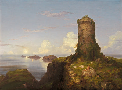 Paysage romantique avec tour ruinée - Thomas Cole - Alpha Reproduction