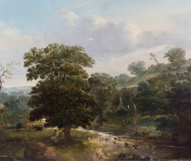 Maisemakuva, puro ja figuurit - Thomas Gainsborough