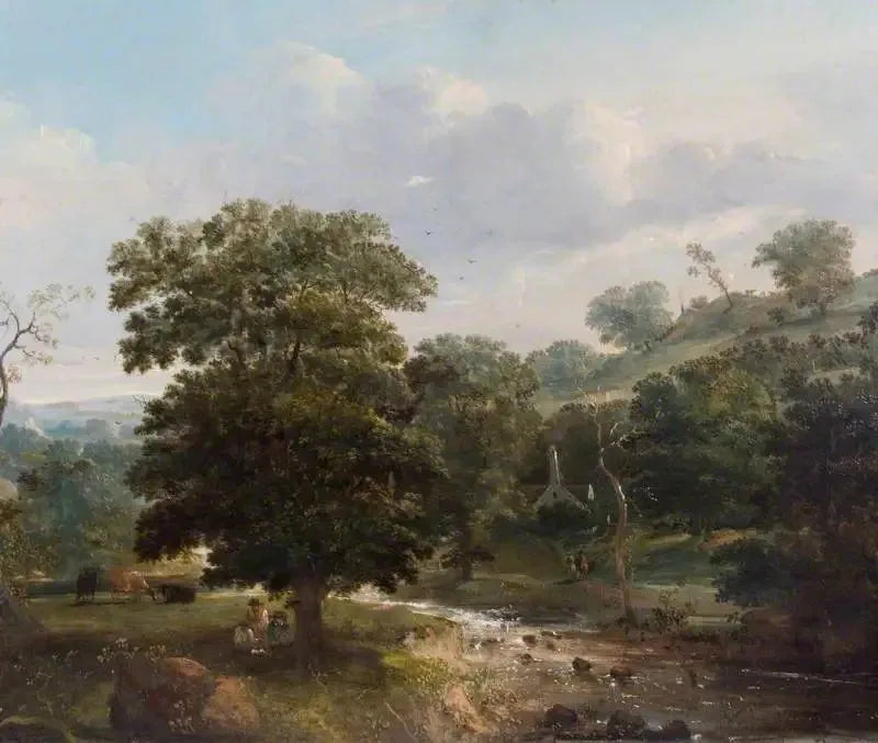 Maisemakuva, puro ja figuurit - Thomas Gainsborough