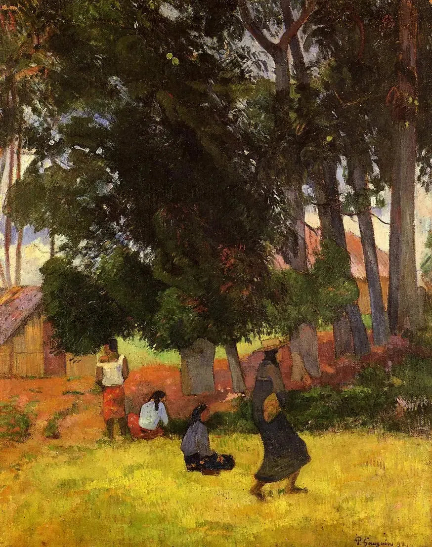 Tahitilainen maisema henkilöiden kanssa - Paul Gauguin