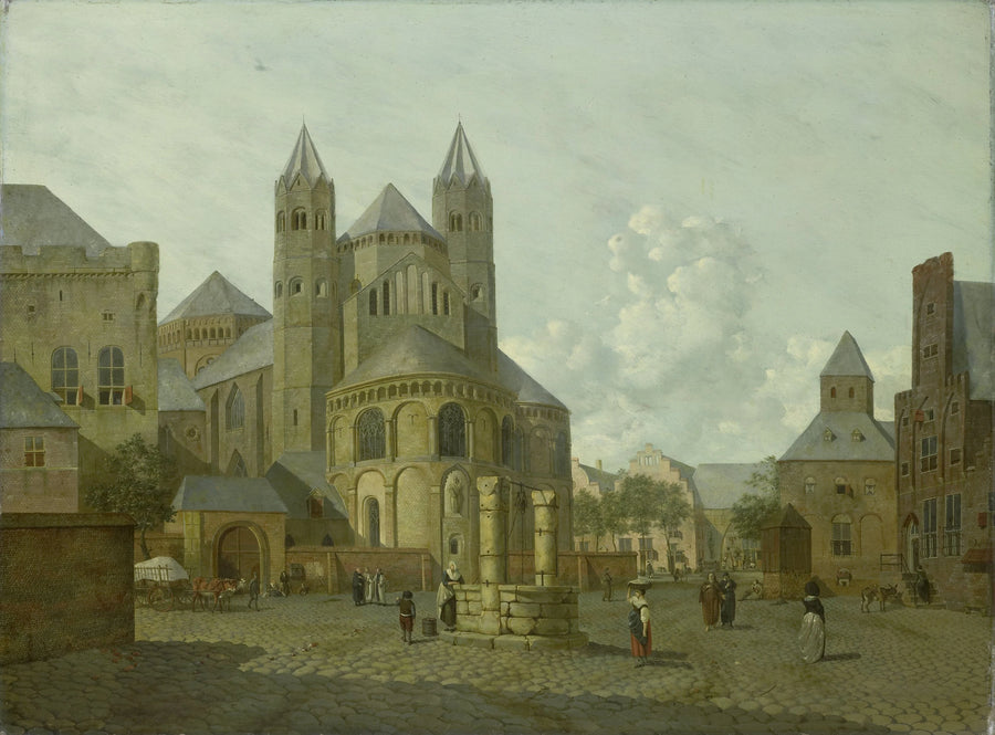 Paysage urbain fantastique avec église romane - Johannes Huibert Prins