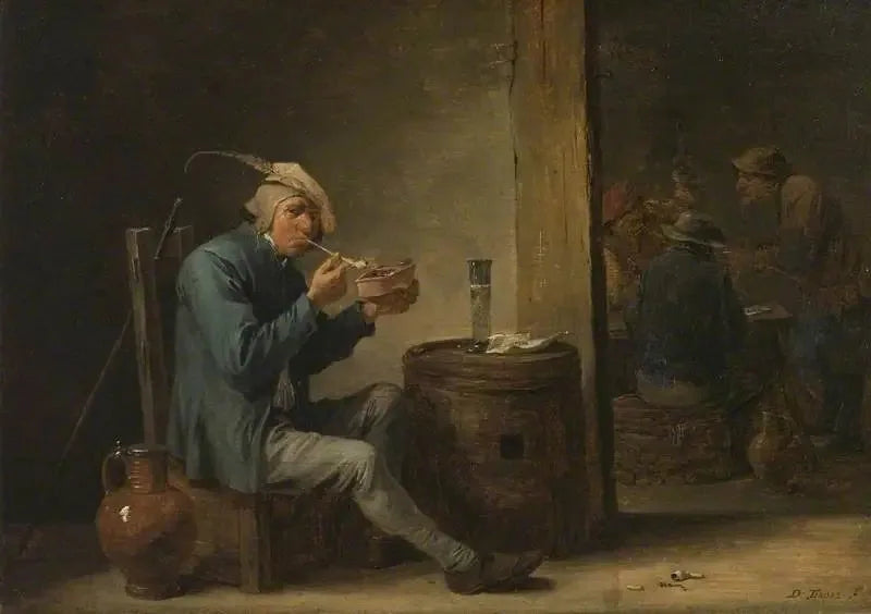 Paysan tupakoiva sisätiloissa (Flaamilaissivut, Sisätila) - David Teniers nuorempi