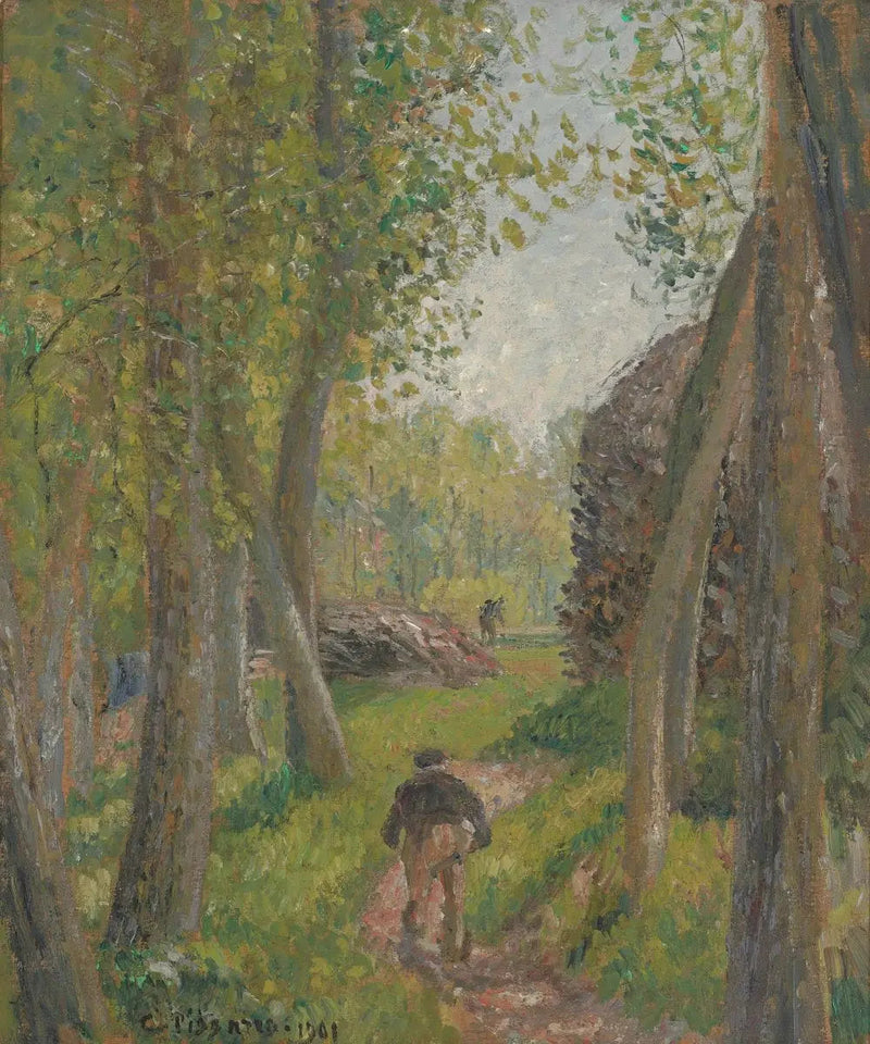 Mies selkä menos metsän siimeksessä, Moret - Camille Pissarro