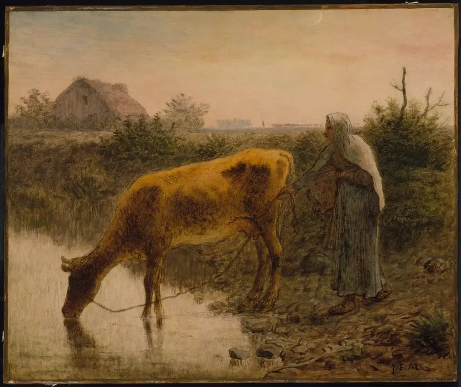 Pitäjäkyläläinen juottamassa lehmäään - Jean-François Millet
