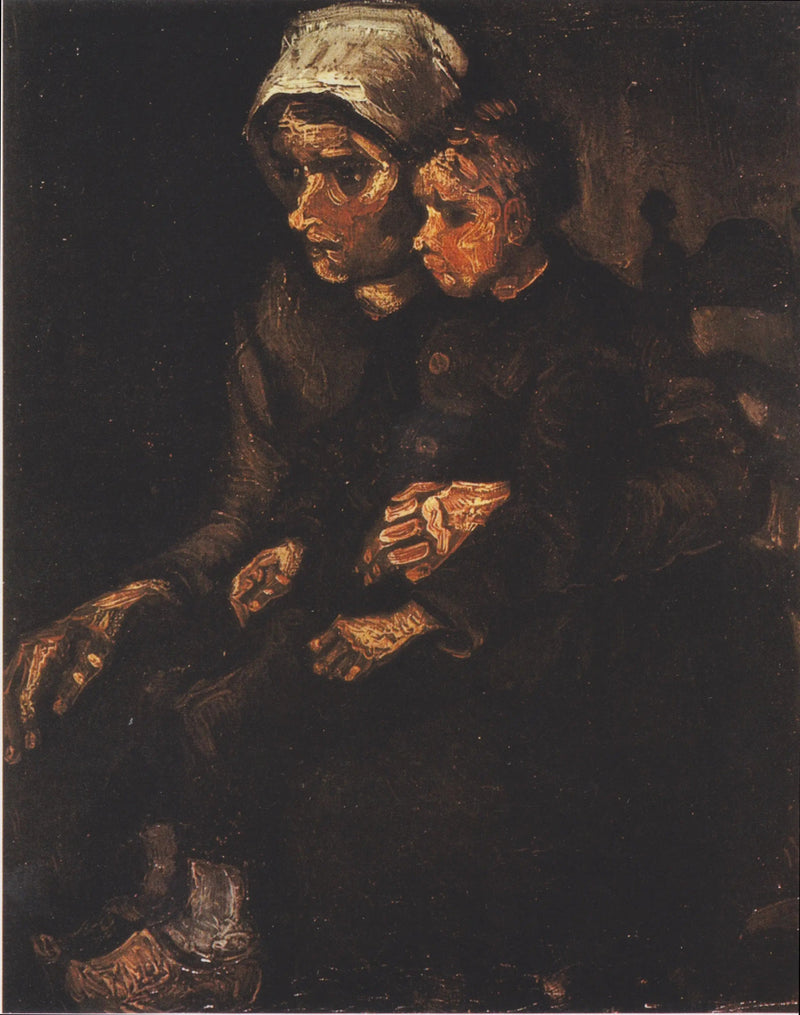 Maalaisnainen lapsi polvillaan - Vincent van Gogh