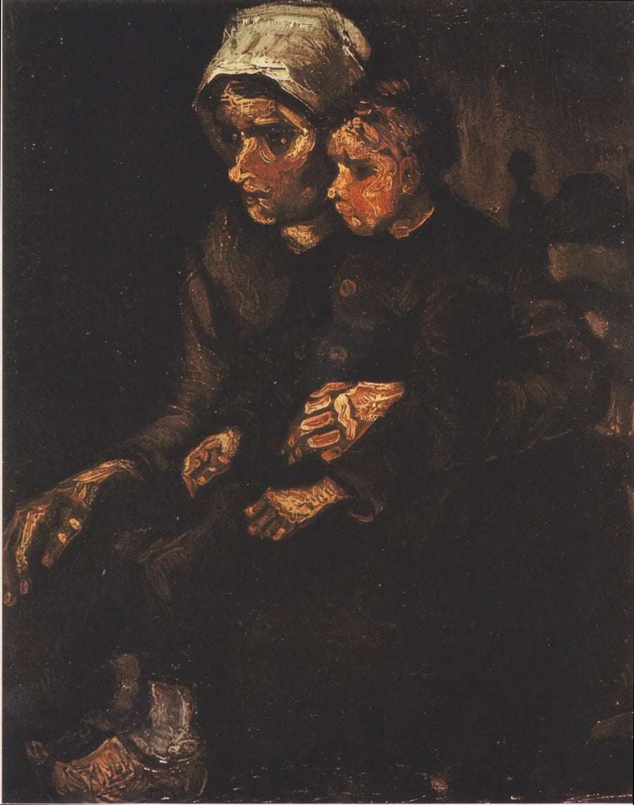 Maalaisnainen lapsi polvillaan - Vincent van Gogh
