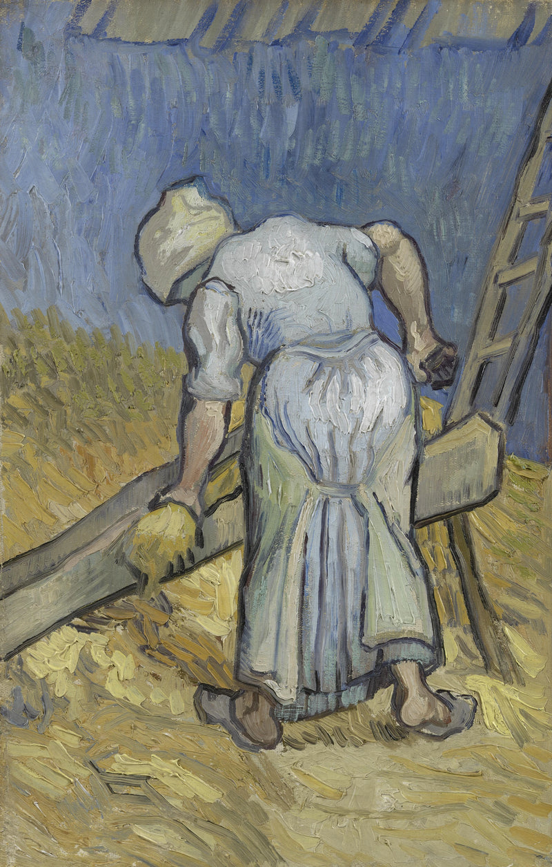 Maalaisnainen murskaamassa pellavaa (miljon jälkeen) - Vincent van Gogh