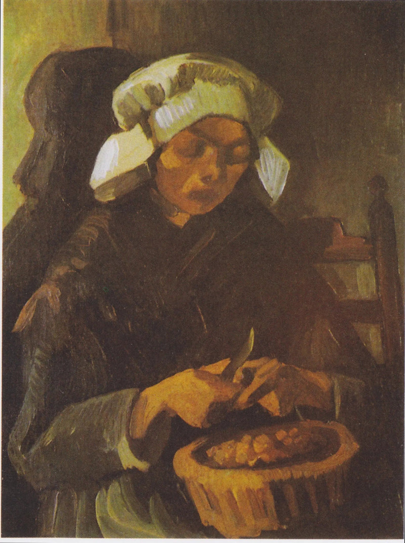 Maalaisnainen kuorimassa perunoita - Vincent van Gogh