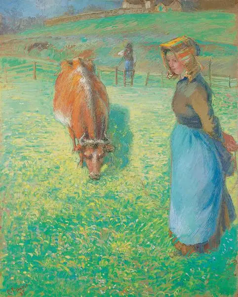 Maalaistyttö, joka pitää lehmää, Osny - Camille Pissarro