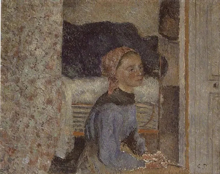 Maalaisnainen, sisätila - Camille Pissarro