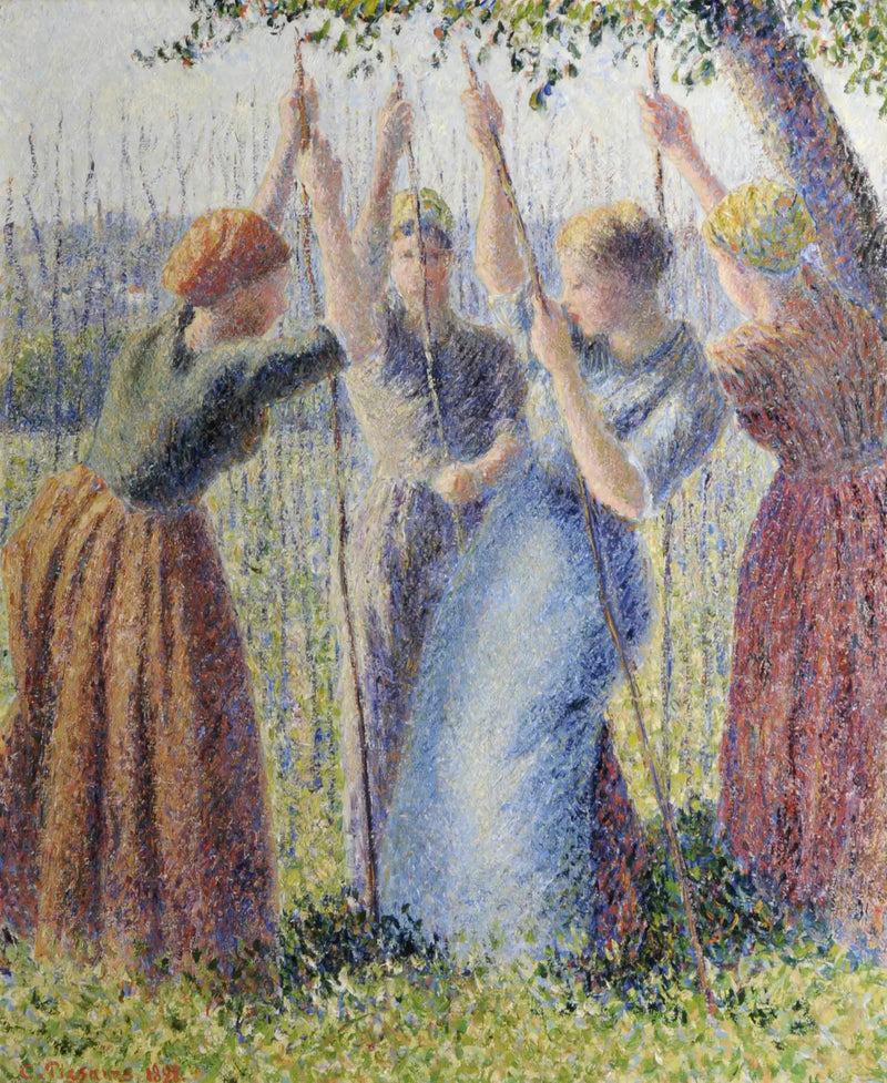 Maalaistytöt istuttamassa varsia - Camille Pissarro