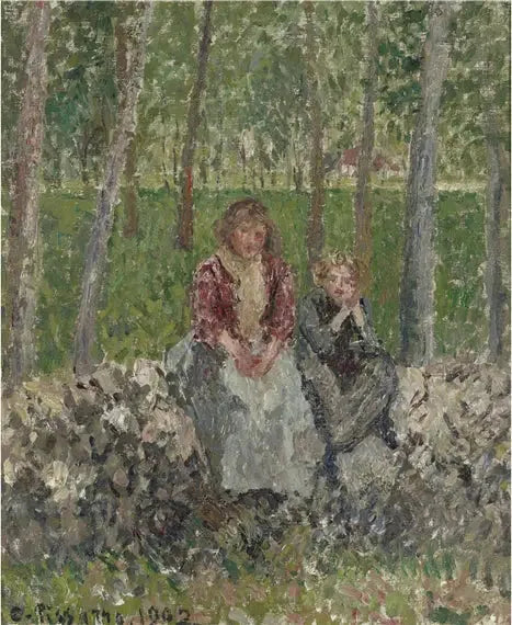 Maalaisnaisia puiden alla Moret'ssa - Camille Pissarro