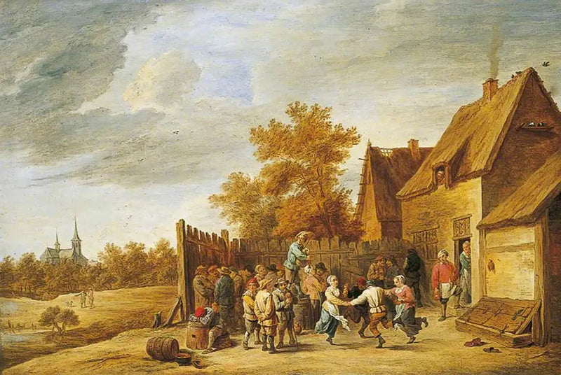 Maatalaiset tanssimassa ennen ravintolaa - David Teniers nuorempi