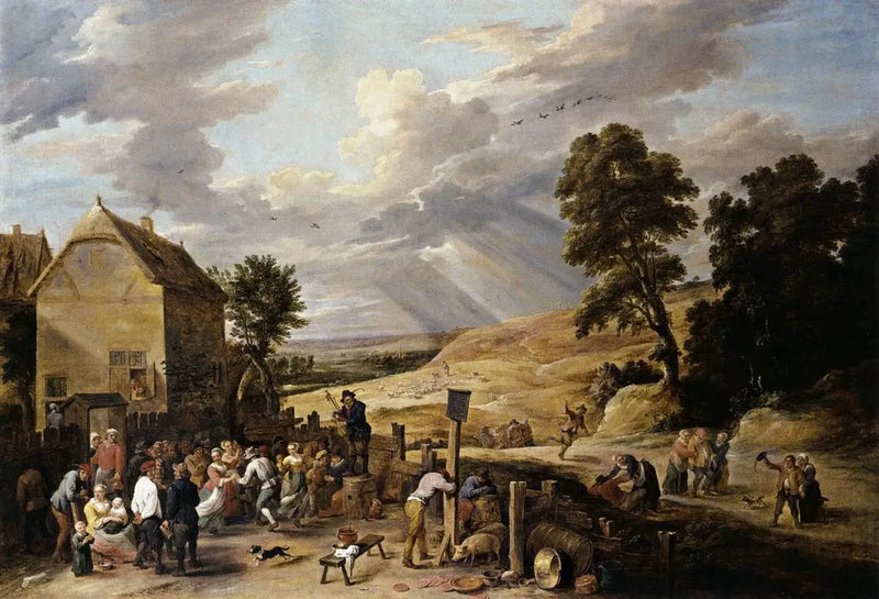 Maatalaiset tanssimassa ennen ravintolaa - David Teniers nuorempi