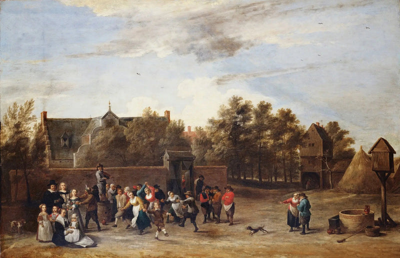 Maatalaiset tanssimassa pihamaalla - David Teniers nuorempi