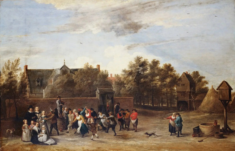 Maatalaiset tanssimassa pihamaalla - David Teniers nuorempi