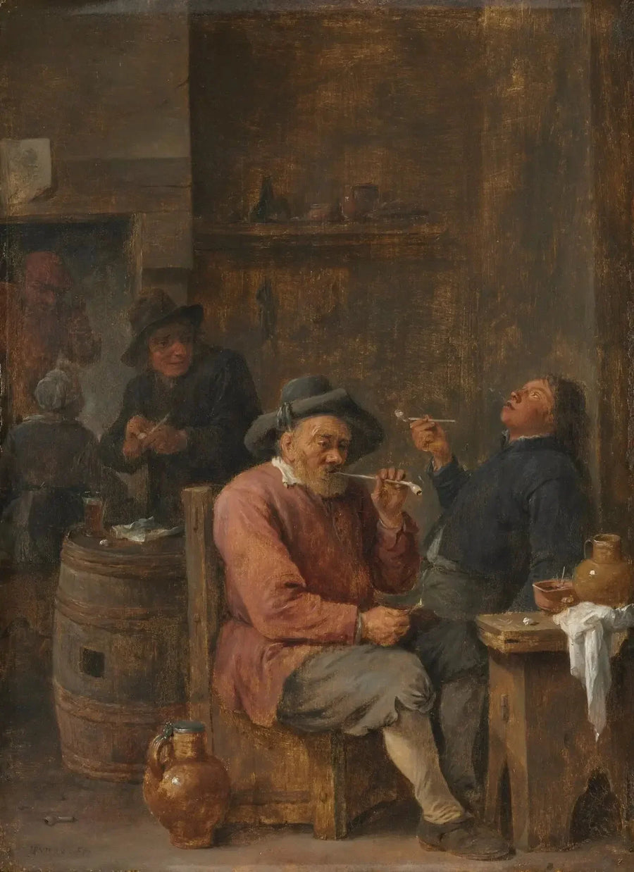 Maatalaiset tupakoimassa majatalossa - David Teniers nuorempi