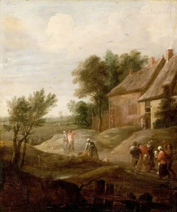 Juopuneet maanviljelijät palaamassa kotiin - David Teniers nuorempi