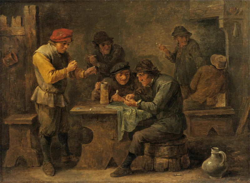 Maanviljelijät heittämässä noppaa - David Teniers nuorempi