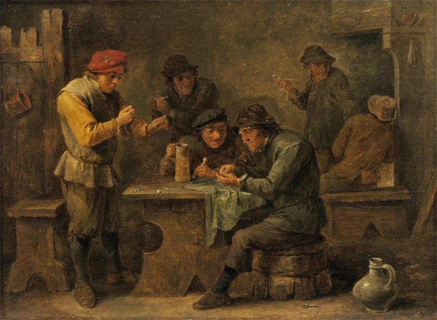 Maanviljelijät heittämässä noppaa - David Teniers nuorempi
