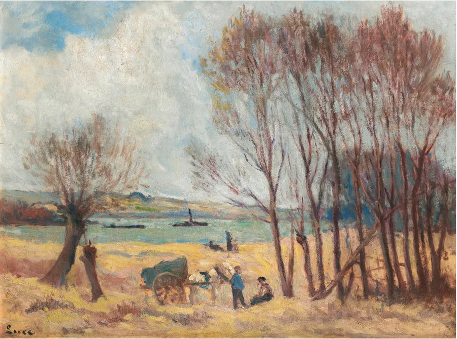 Maatilalaiset Seine-joen lähellä, Rolleboise-alueet - Maximilien Luce