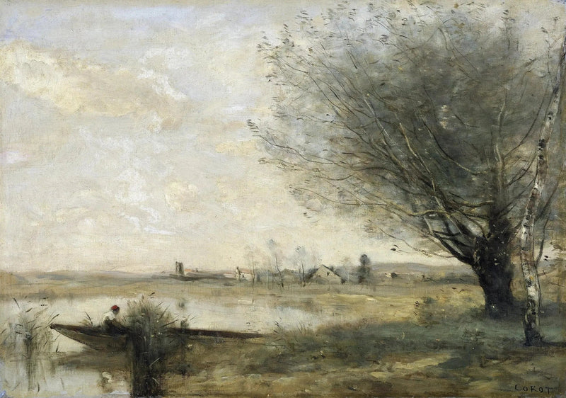 Kalastaja ankkuroituna rannalle - Jean-Baptiste Camille Corot