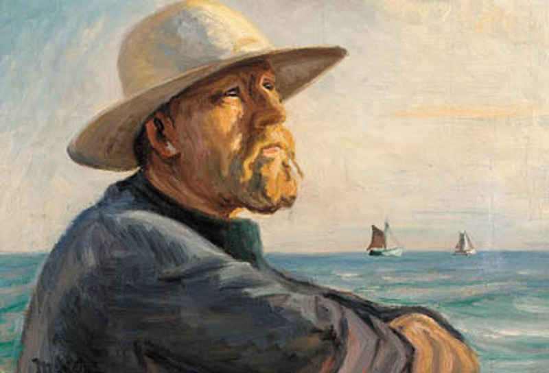 Kalastaja Skagenista päällään hattu. -Michael Peter Ancher