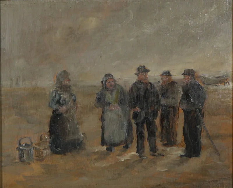 Kalastajia ja kalastajia rannalla. -Michael Peter Ancher