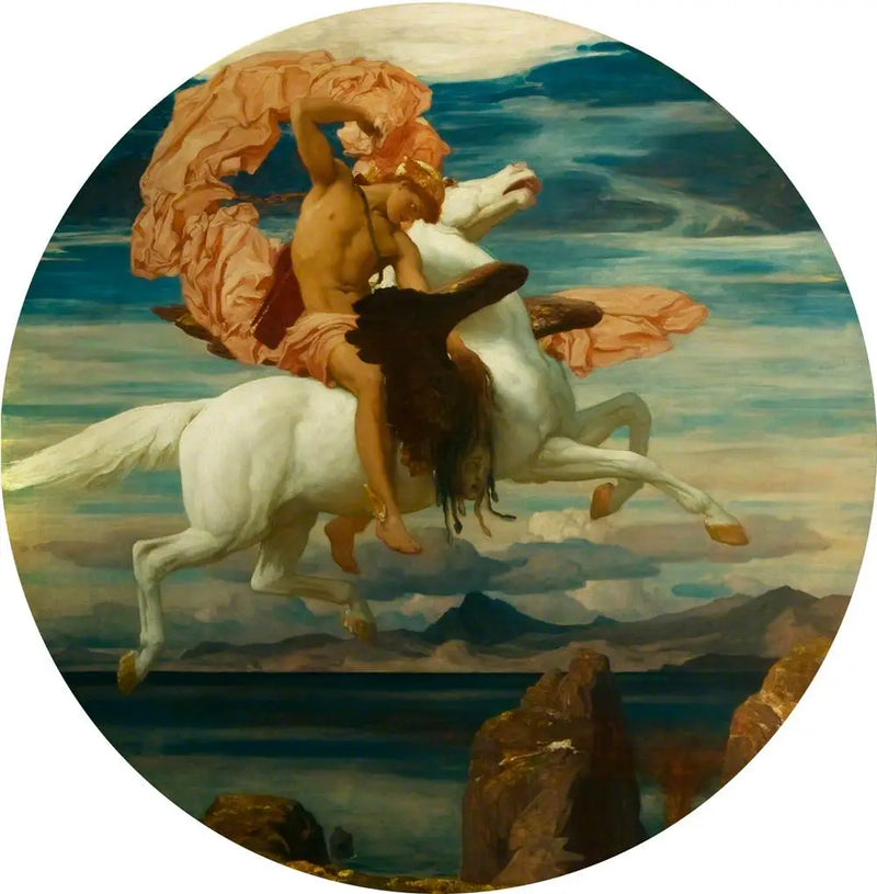 Perseus, Pellen kanssa, kiiruhtamassa auttamaan Andromedaa - Frederic Leighton