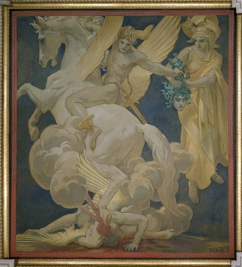 Perseus Pegasoksen päällä tappamassa Medusaa - John Singer Sargent
