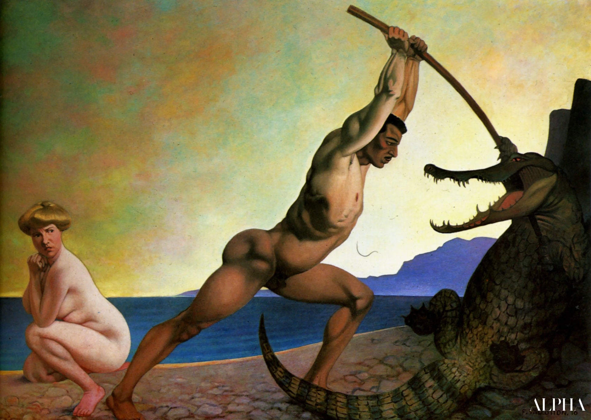 "Perseus tappaa lohikäärmeen - Félix Edouard Vallotton - Taulujen ja korkealaatuisten maalauksien reproduktiot"